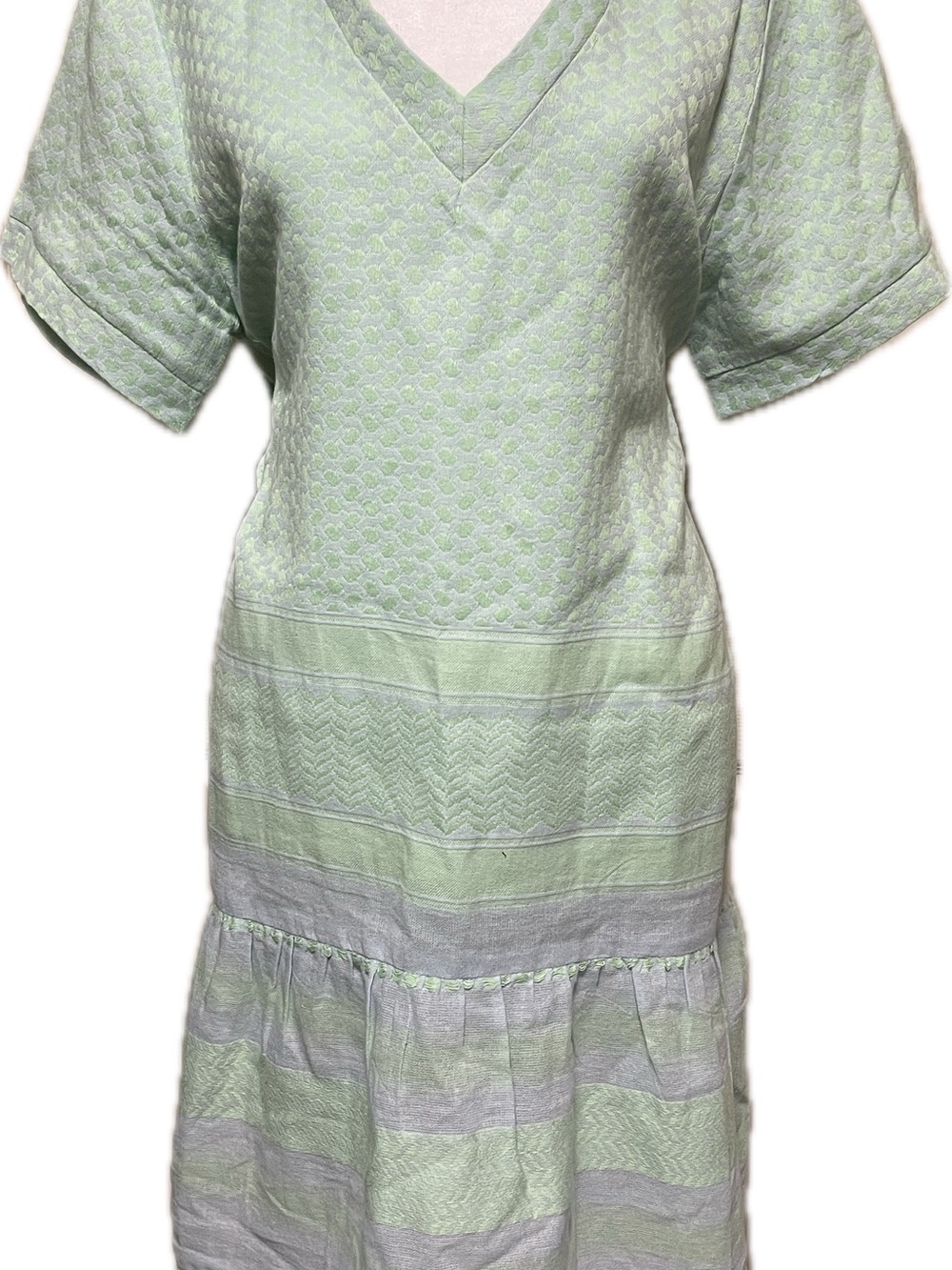 Cecilie Copenhagen Light Mint V-Neck Tiered Mini Dress - Picture 2 of 9